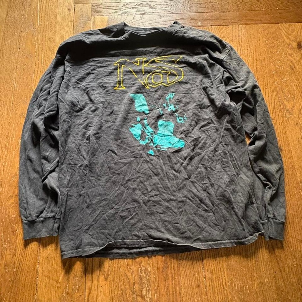Nas Hip‎ Hop Graphic Long Sleeve T-Shirt Black Size Large